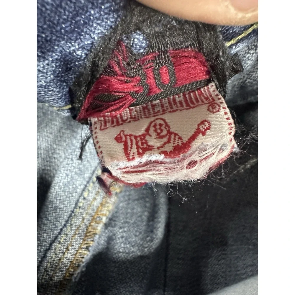 Y2K True Religion Joey SuperT Woman's 30/33 Jean Distressed/Missing Back Buttons